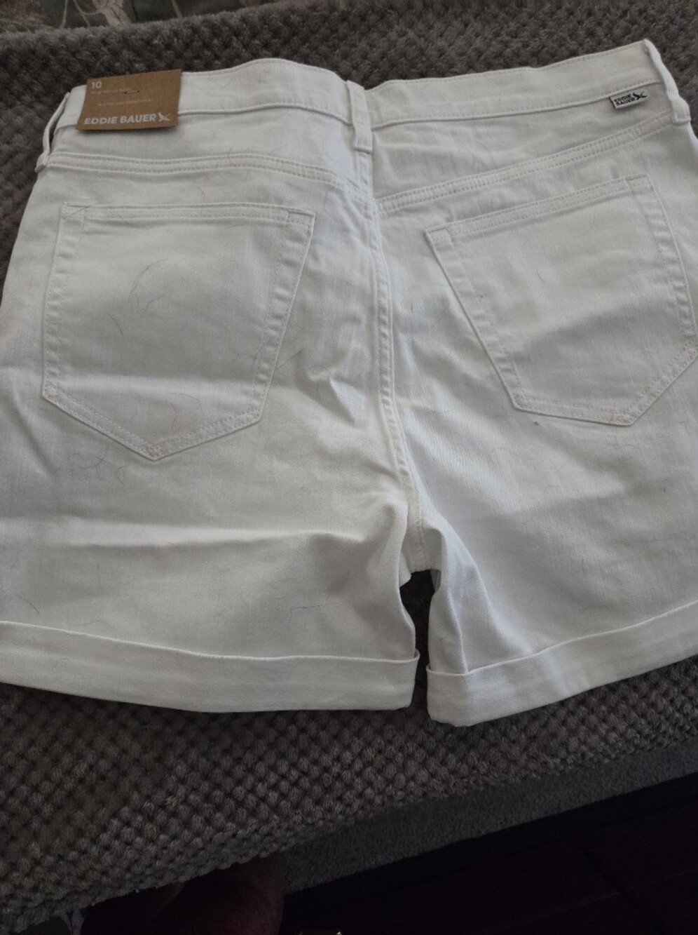Eddie Bauer White Roll-Cuff Boyfriend Jean Shorts - Picture 2 of 2